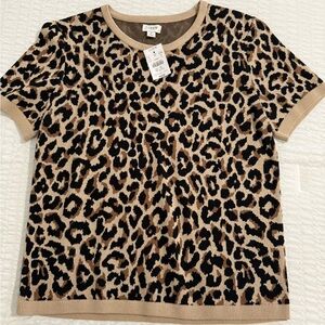 J. Crew Leopard Print Top - Black and Tan